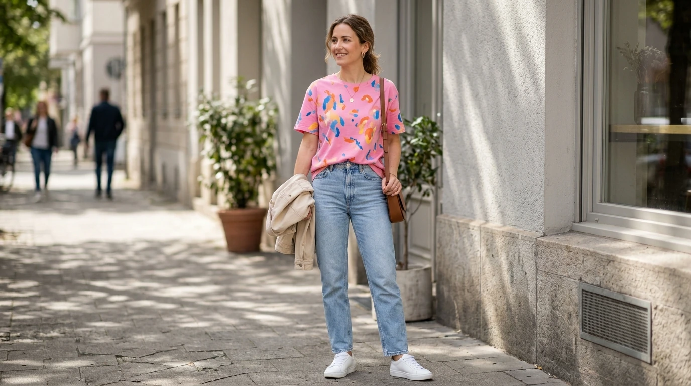 Desigual Pink Printed Cotton Tee: Outfit Ideas & Care