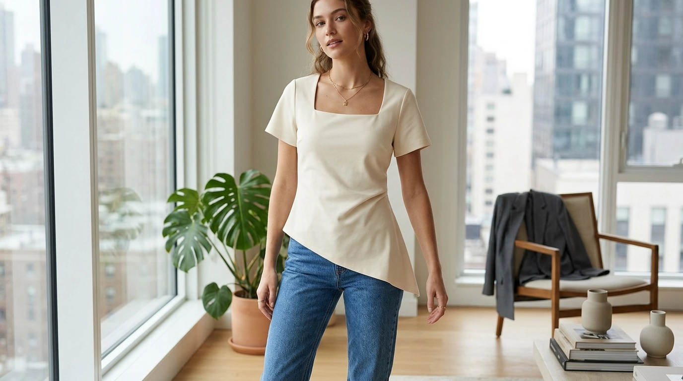 Square Neck Asymmetrical Hem Top: Styling & Fit Tips