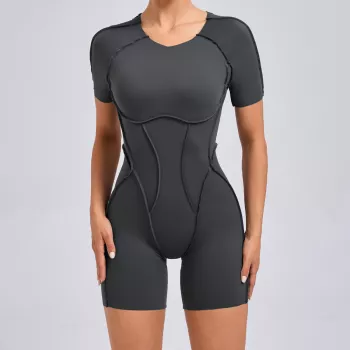 Short-Sleeve Yoga Jumpsuit: High-Elastic Studio-to-Street